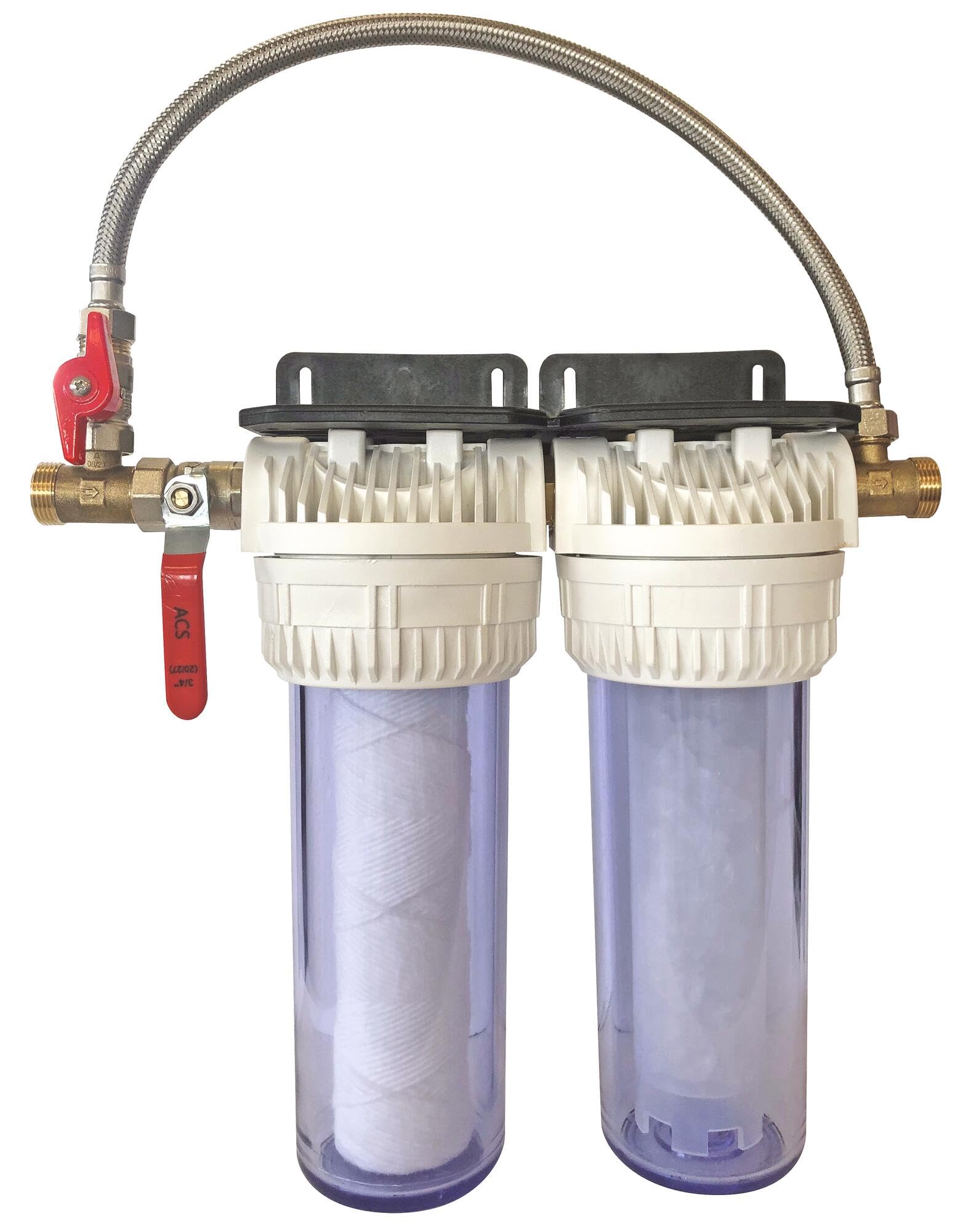 AQUAWATER - 104175 - Doppelfilterstation mit Filtrations- und Antikalkkartuschen - Kartuschendauer: 6 Monate - Made in France