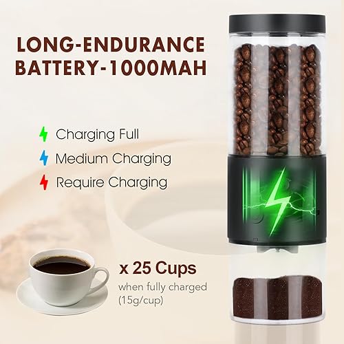 Miniatura 6 de SANMAS Molinillo de café eléctrico con núcleo de molienda de acero inoxidable, molinillo de café recargable con 80 ajustes de molienda de fino a