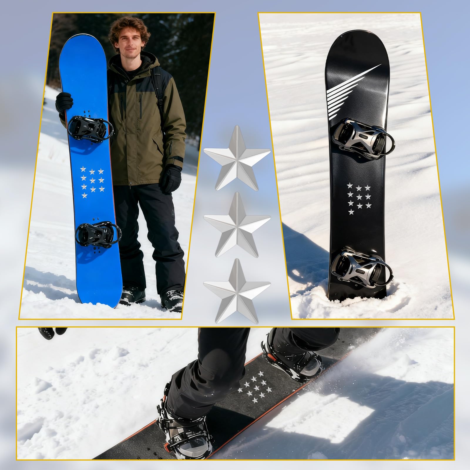 Penitue Pads de Snowboard Antidérapants en Fer, Pad Antidérapant Auto-Adhésif pour Meilleure Adhérence (10 Pièces)