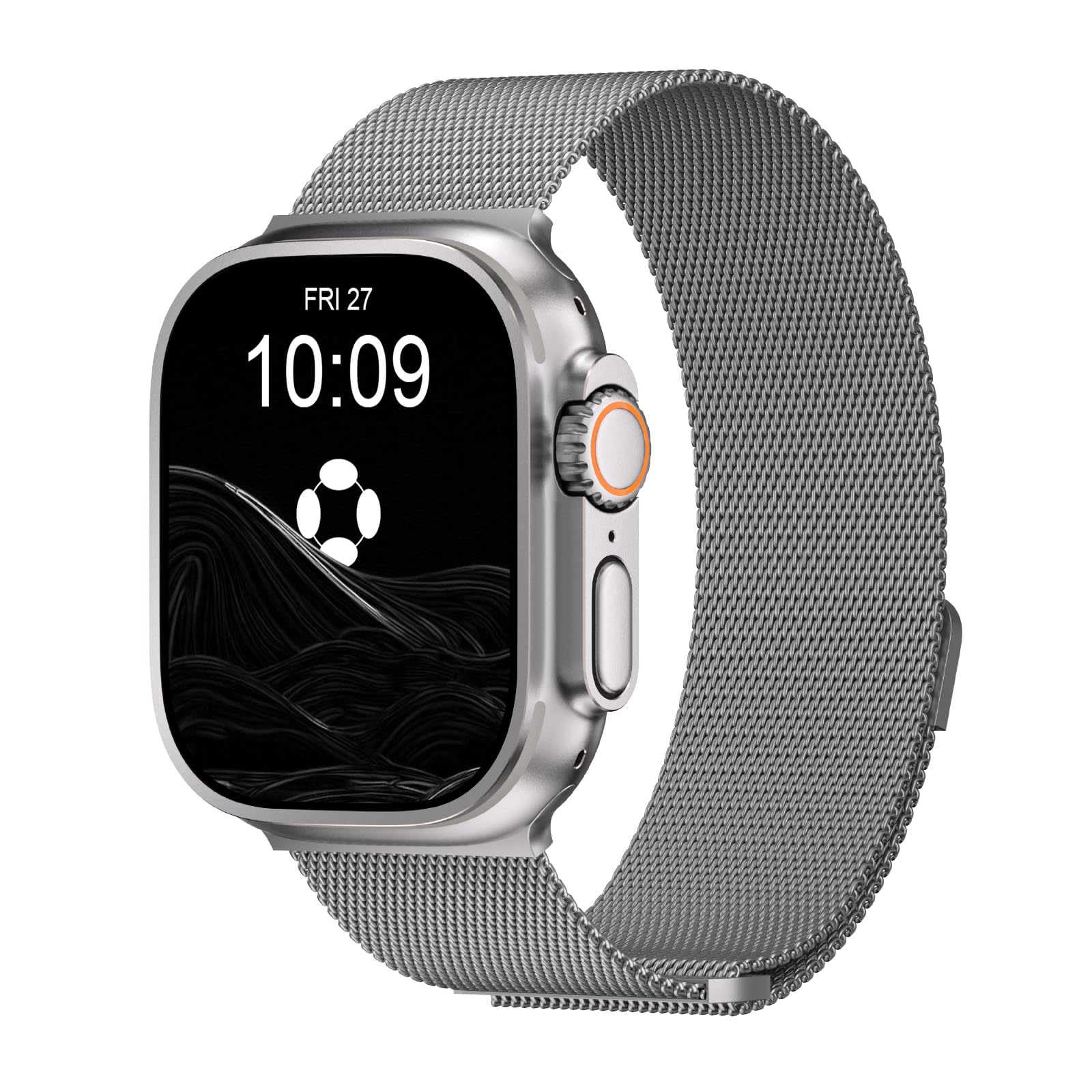 FINSTONE Stainless Steel Milanese Loop Compatible with Apple Watch Band Ultra 2/ Ultra 49mm - DLC Coating, Mesh Loop Magnetic Clasp Replacement for iWatch Bands Gifts for Men and Women