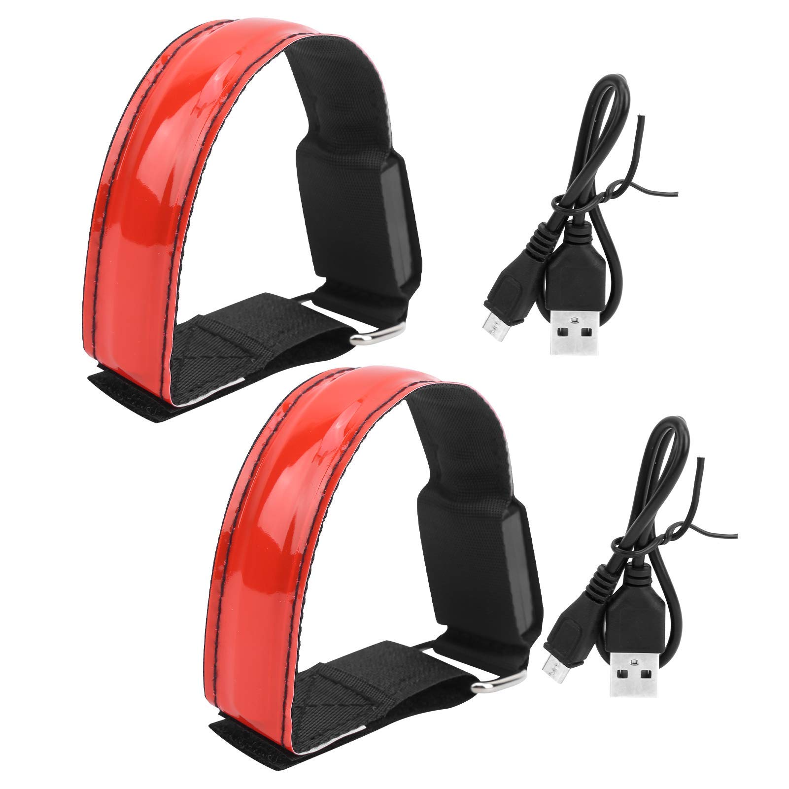 KAKK 2pcs LED Running Light Armband Reflective Belt Illumination Strap Safety Belt for Night Running-image-34