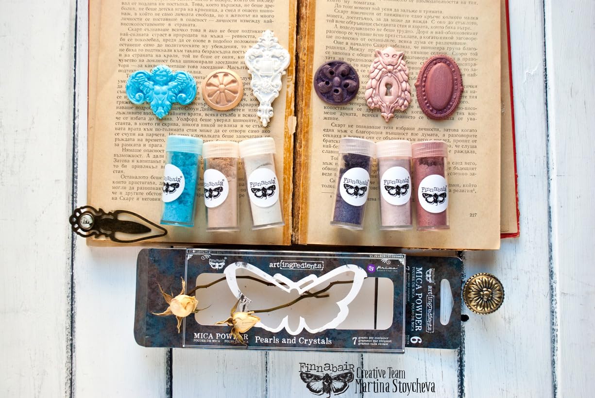 Prima Marketing Inc, Art Ingredients - Mica Powder Set - Pearls and Crystals - 6 bottles x 7 grams each