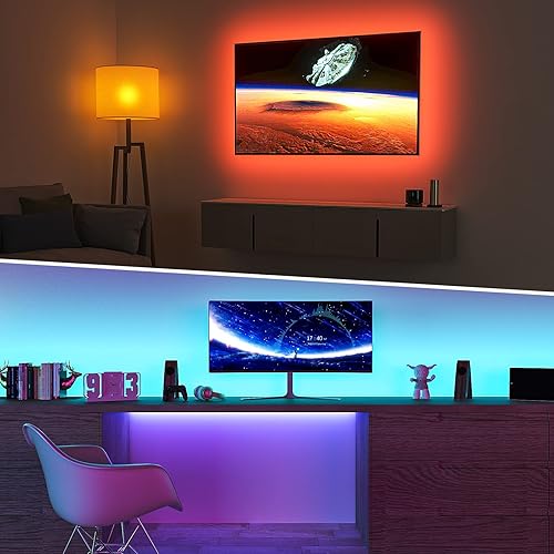 Miniatura 8 de BASON LIGHTING Retroiluminación LED para TV con aplicación Bluetooth y control remoto, luces LED de 9.8 pies para TV de 32 a 58 pulgadas, luz