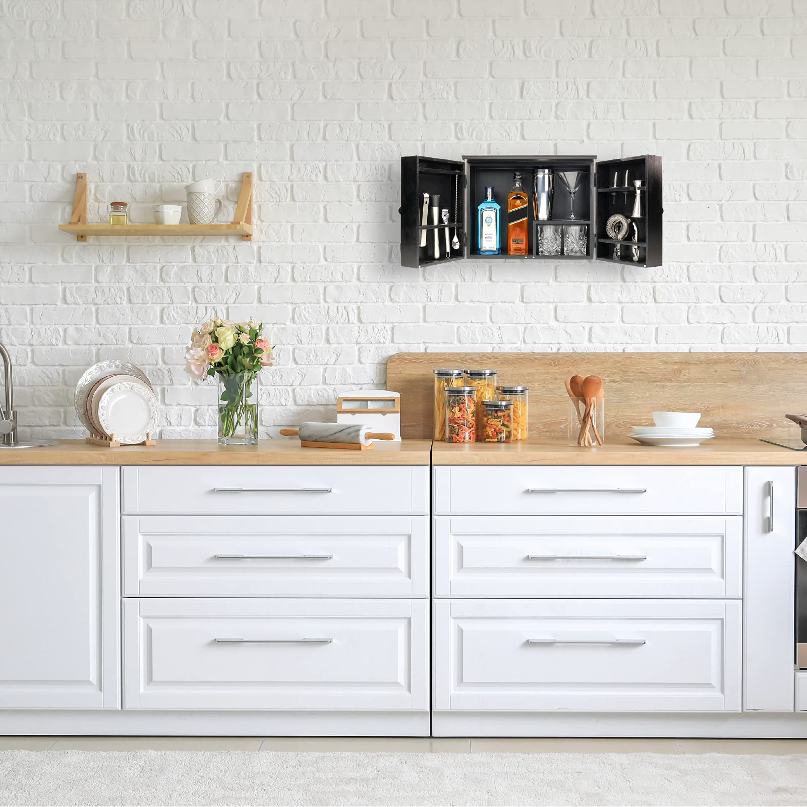 Excello Global Products Barndoor - Armario de camarero con juego de herramientas de barra de 10 piezas: el kit perfecto para camareros caseros (negro)