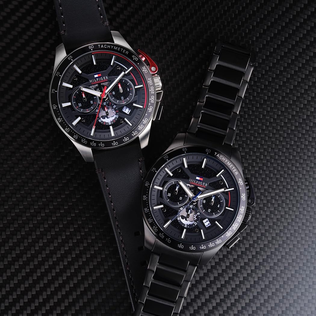 Tommy Hilfiger Men’s Quartz Chronograph Watch, Sport-Inspired Analog Timepiece with Chronograph Function