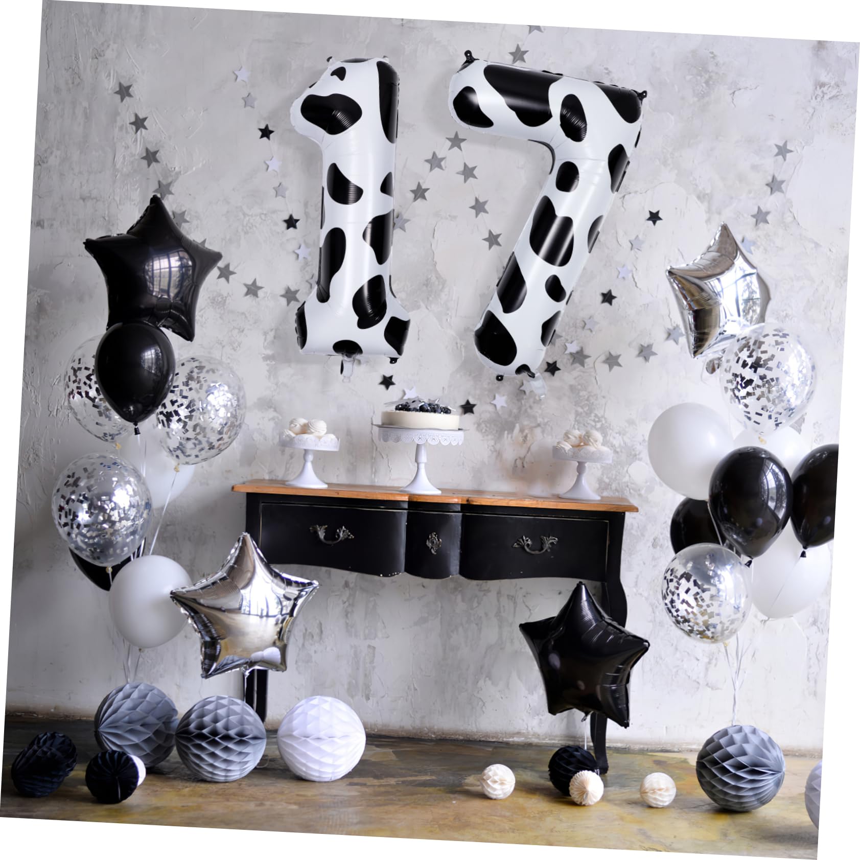 ibasenice Palloncini 10 Numero Mucca 40 Pollici e in Pellicola di Alluminio Riutilizzabili Facili da Gonfiare Decorazioni Compleanno e Feste a Tema