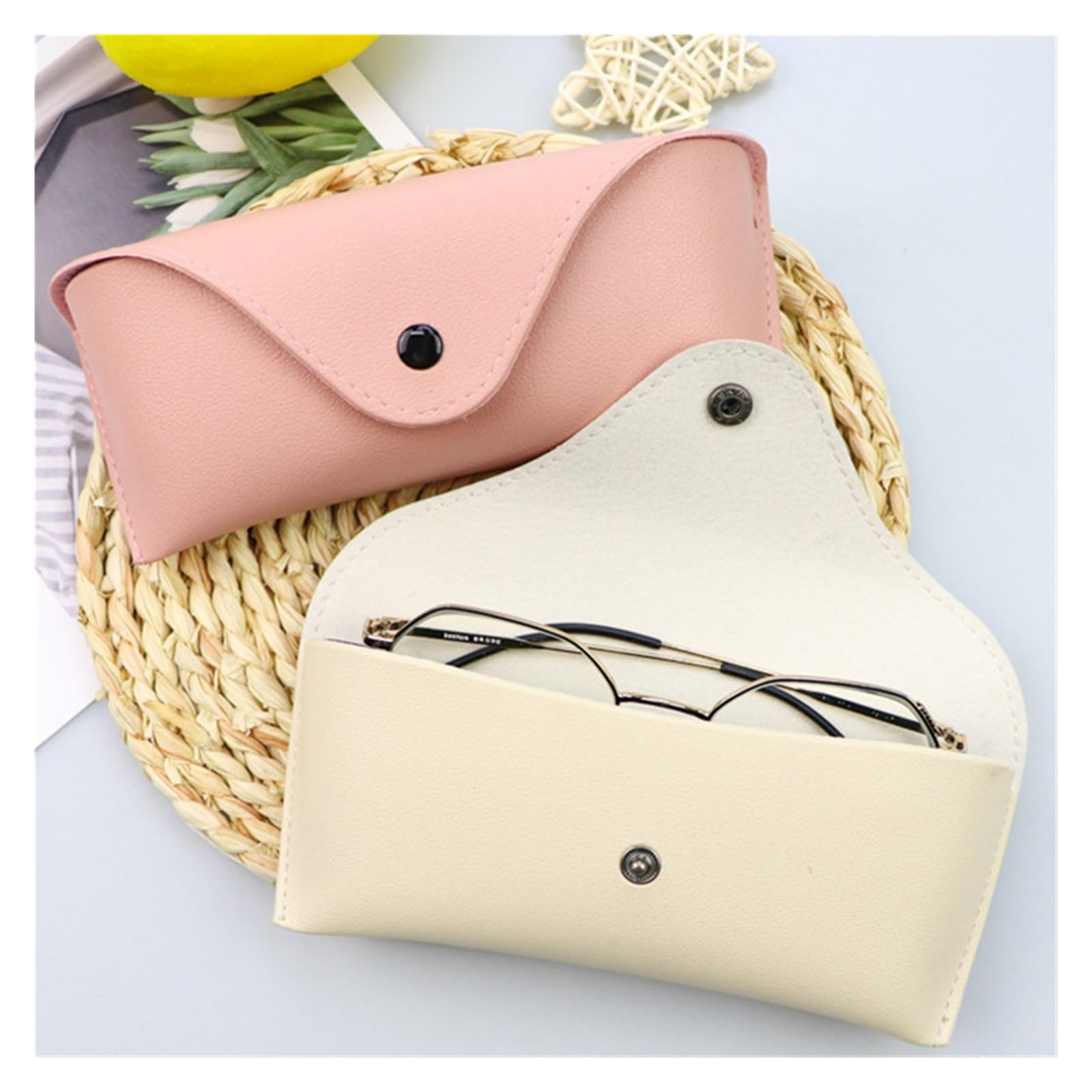 Custodia Occhiali Pelle Scatola for occhiali Occhiali da sole in pelle PU tinta unita for miopia Scatole for resistenti alla pressione Borse for