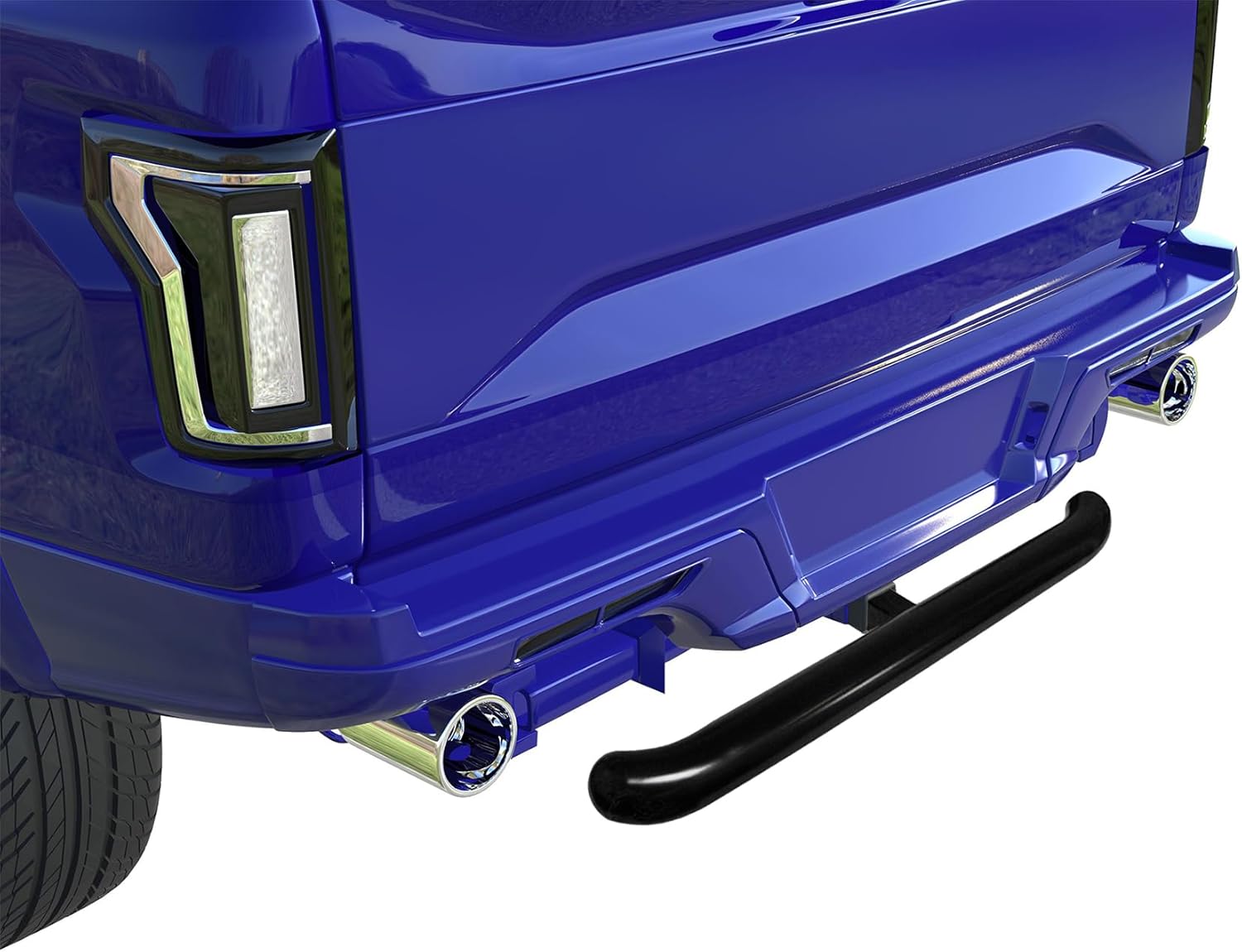 Black Horse 3" tube diameter Textured Black Tow Hitch Step Rear Bumper Guard Protector Compatible with all truck and SUVs equipped with 2" Receivers come with hitch pin and Anti-Rattling kit -RBP1000A