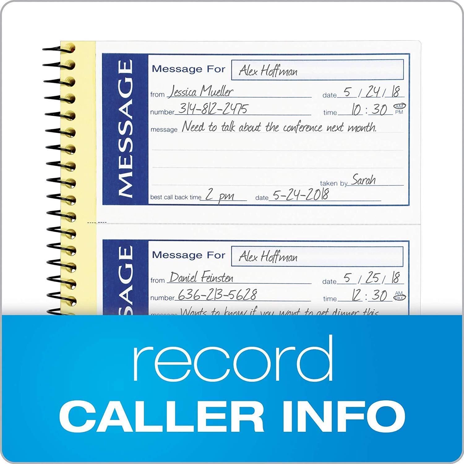 TOPS Adams Write 'N Stick Spiral Message Pad, 200 Carbonless Duplicate Sets Per Pad, 5.25 x 11 Inches, White/Yellow (SC1153WS) 4 PACK - Image 4