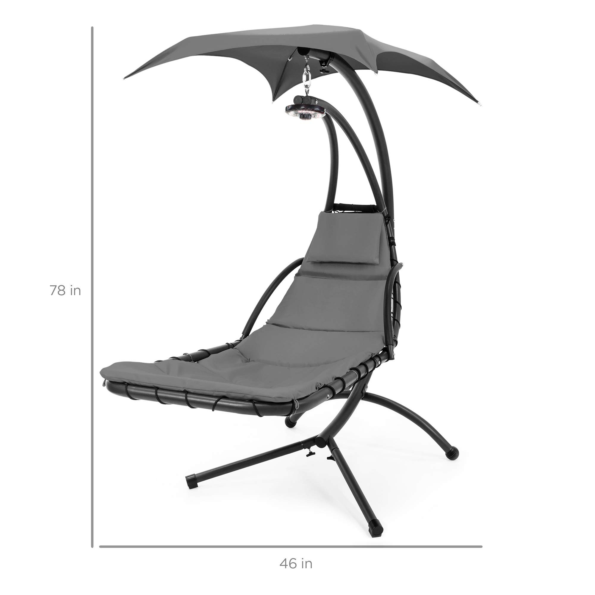 Best Choice Products Hanging LEDLit Curved Chaise Lounge Chair Swing