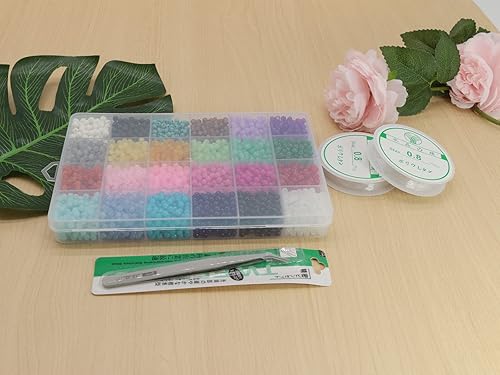 Miniatura 138 de Pamir Tong 1500 cuentas redondas de vidrio de 0.236 pulgadas a granel, cuentas de jade imitativo, cuentas sueltas para hacer joyas, aretes, collares