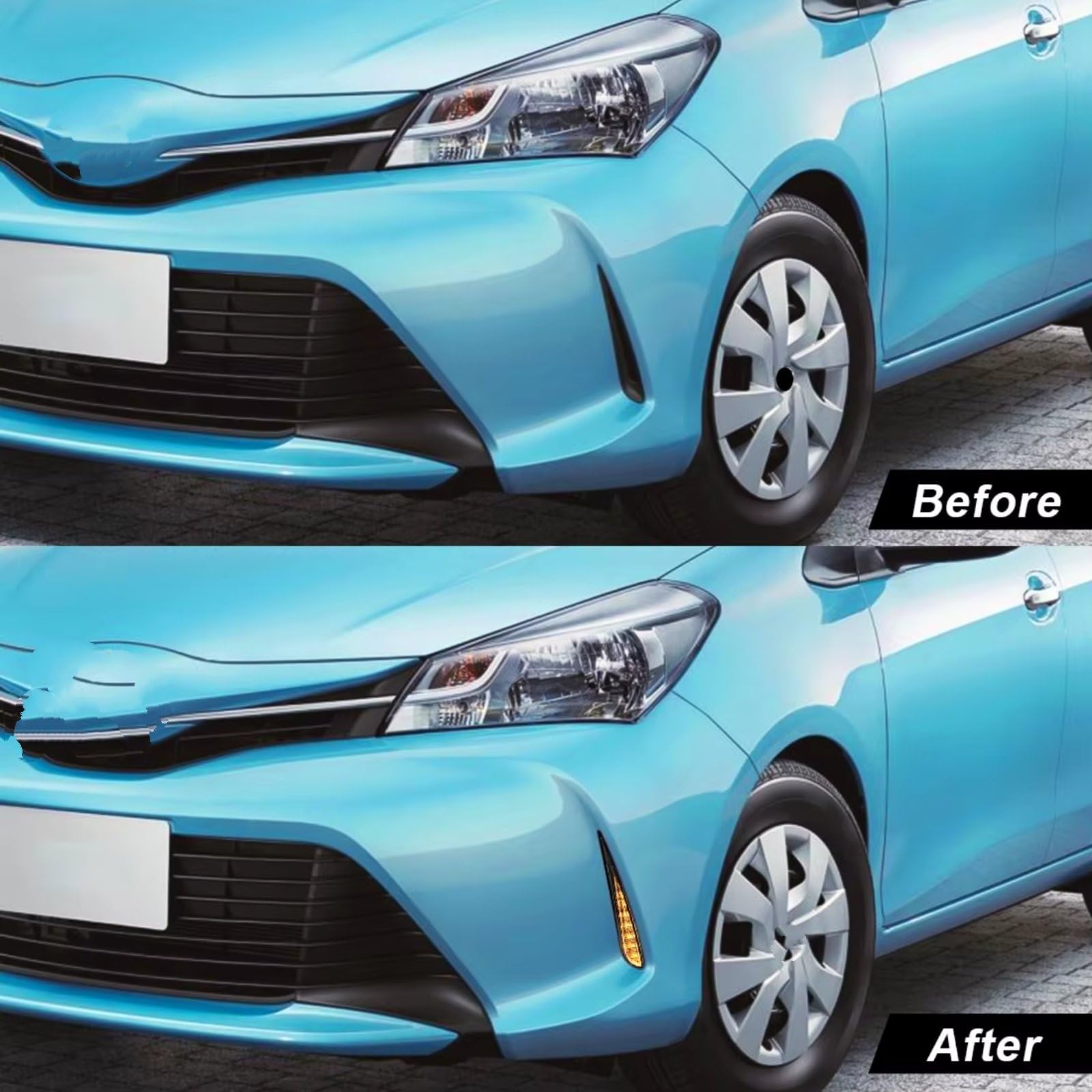 Faros Antiniebla Delantero Para Toyota Para Vitz 2017-2019: Luces diurnas LED (DRL) intermitentes faros antiniebla color blanco y amarillo