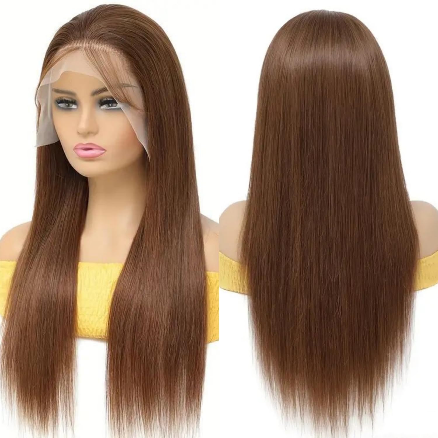 5x5 Skinlike HD Lace Front Wig Human Hair-Easy To Install Chocolate Brown Glueless Wig-0.10mm UltraThin Lace,250% Density,100% Virgin Hair–Natural Hairline,Heat Styling, Dyed,No tangles,Bleached Knots