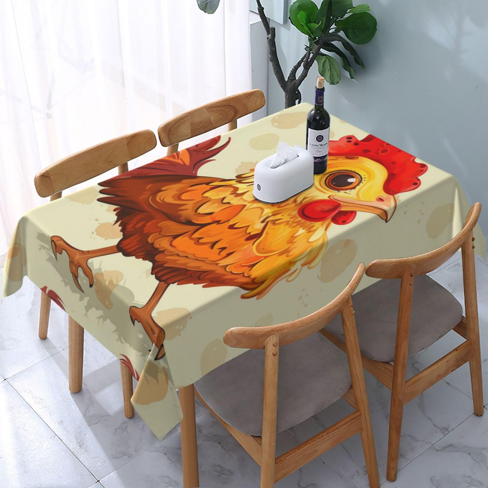 WPKJU Chicken Chick Printed Tablecloth Water Resistant Table Cover Washable Rectangle Table Cloth for Tables 54x72 in