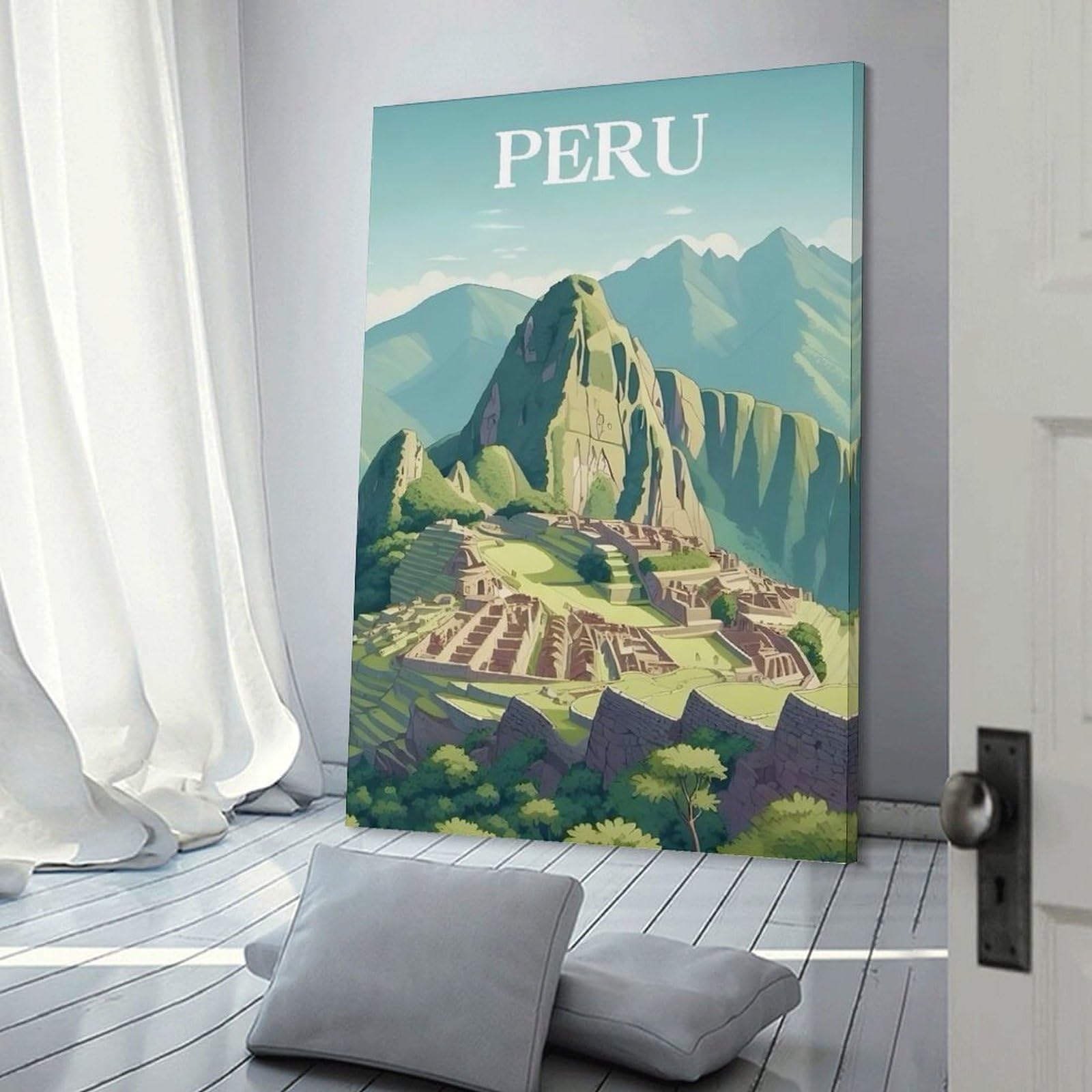 Junmoney Peru Machu Picchu Travel Canvas Wall Decor, 24x36inch(60x90cm), for Gallery Wall Decor And Room Displays, Wall Decor Suited to Curated Displays
