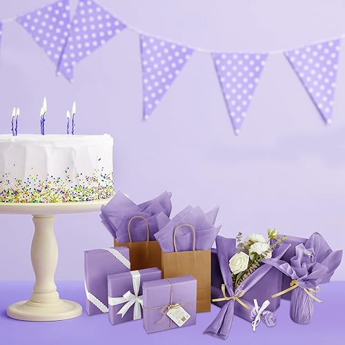 Miniatura 6 de CHRORINE 60 hojas de papel de seda morado Taro para envolver regalos de arte, papel de seda a granel para manualidades DIY, decoración, cumpleaños,