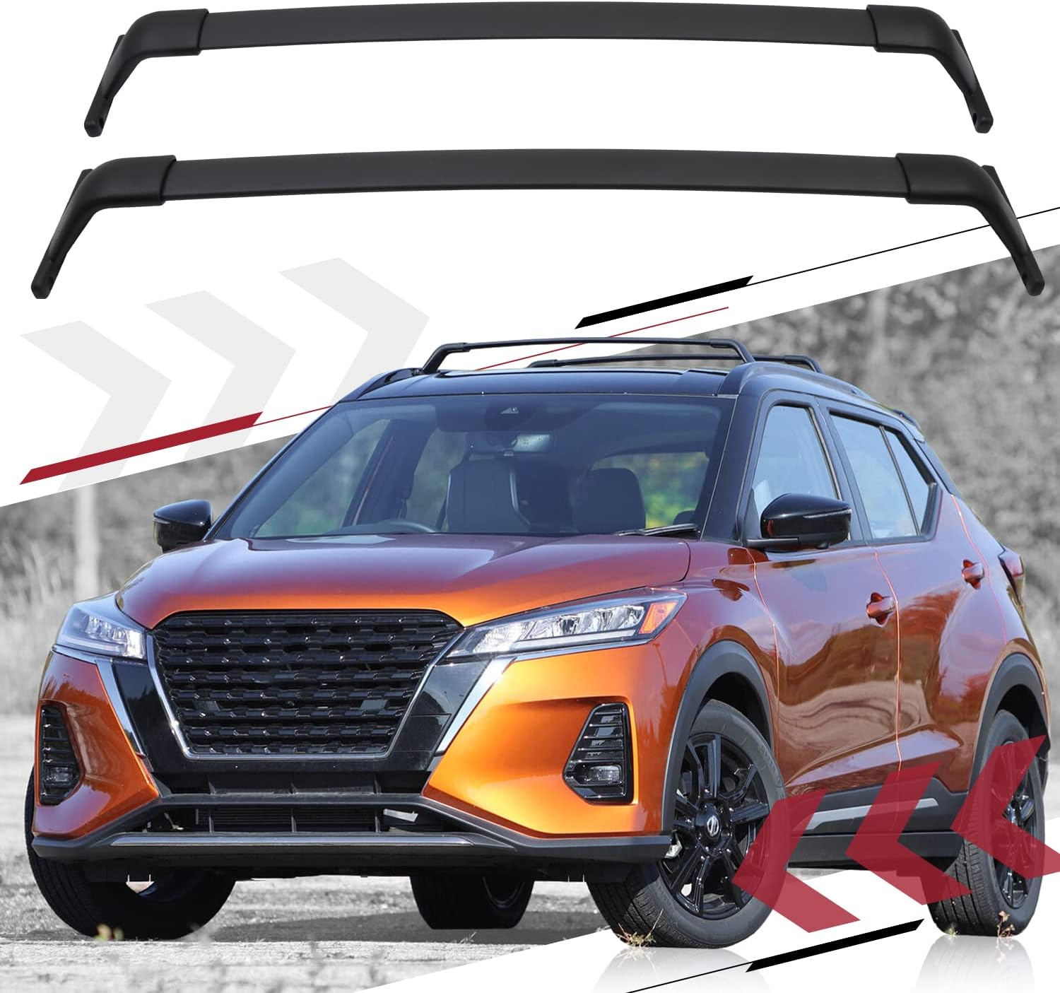 2 Pieces Cross Bars Fit for 2017 2018 2019 2020 2021 2022 Nissan Kicks Black Baggage Luggage Roof Rack Crossbars