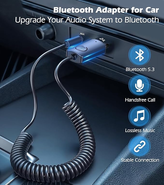 Receptor Bluetooth KAIY para Coche AUX, Manos Libres y Música, Adaptador 3.5mm miniatura 2