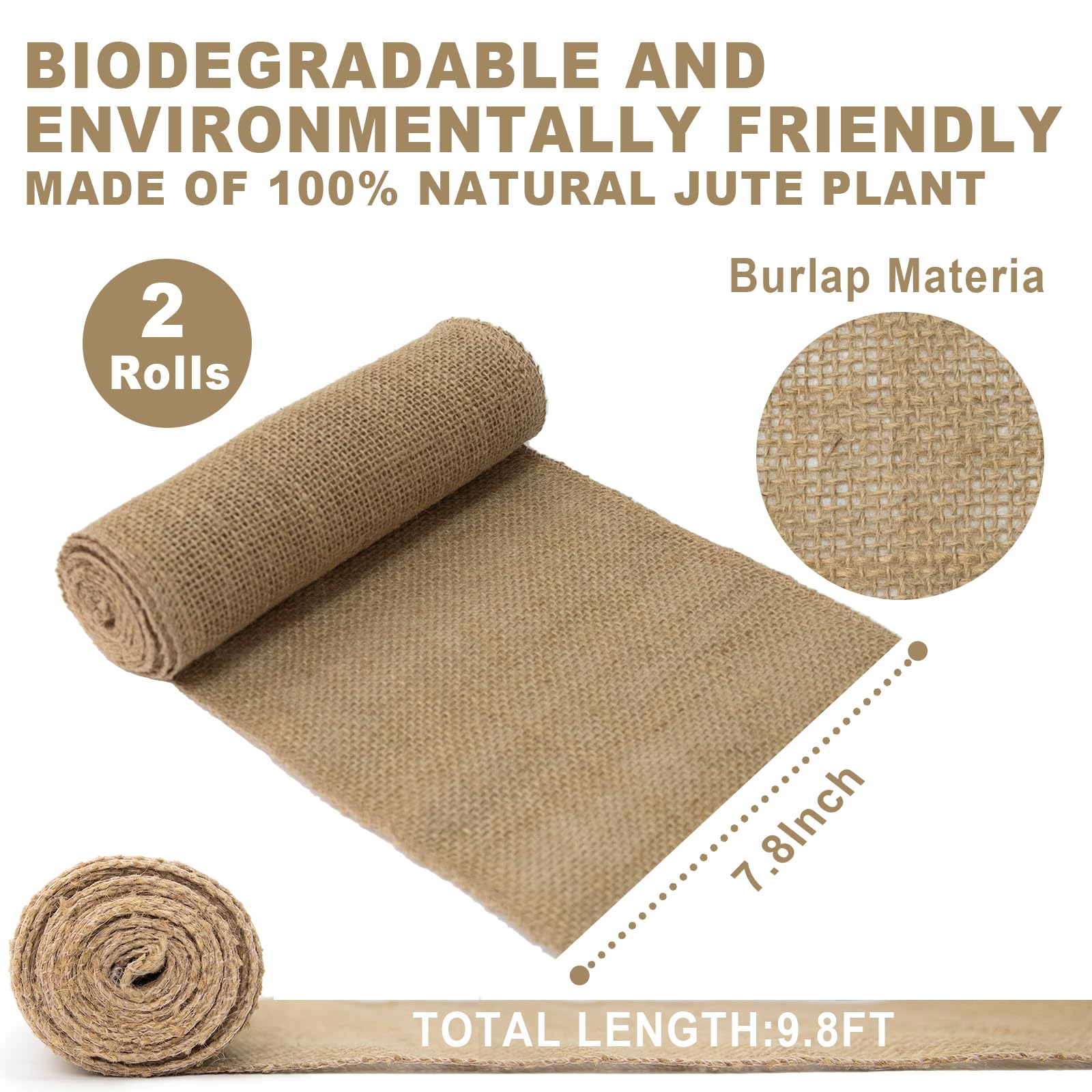2 Rolls 19.6ft Burlap Tree Protector Wraps Natural Jute ?7.8