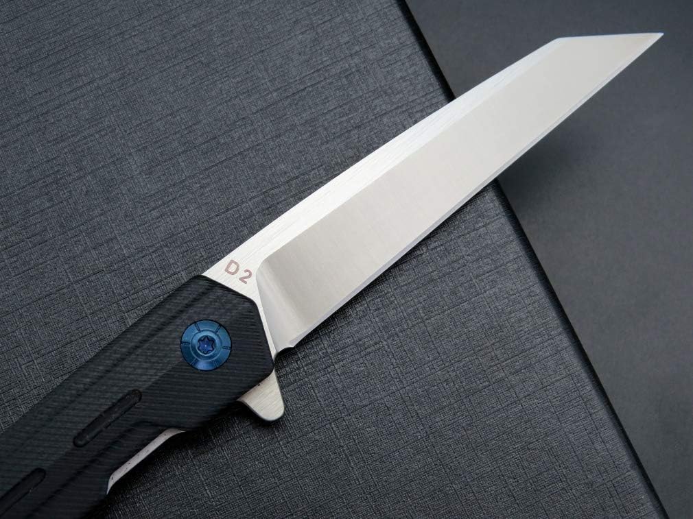 Eafengrow EF946 EDC D2 Folding Knife G10 Handle EDC Flipper Knife Fast Opening Ball Bearing Folder with Locking Liner Camping Tactical Hiking Survival Outdoor tool knife(BLACK)