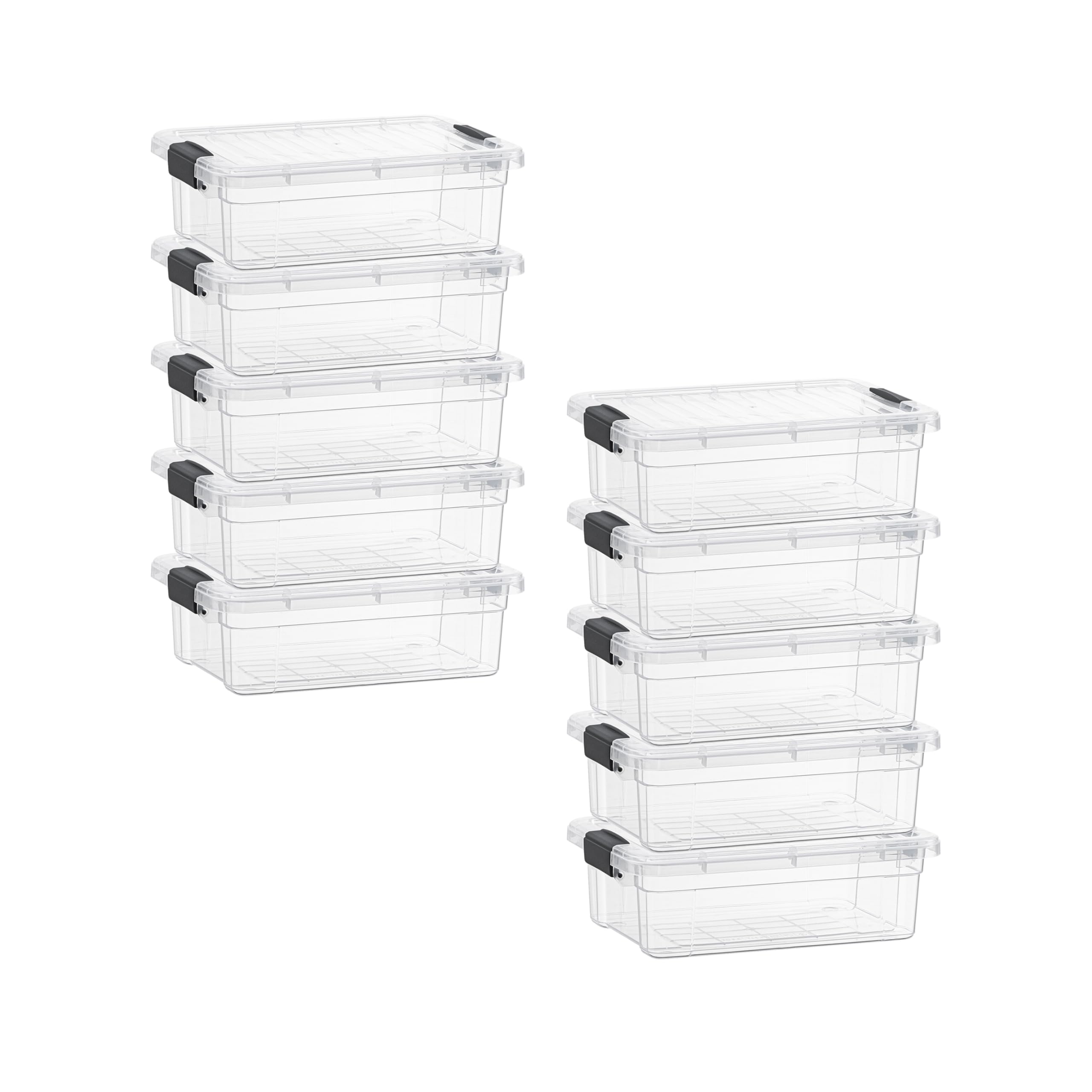 Superio 2.3 Quart Clear Plastic Storage Containers with Lids, Stackable Organizer Bins, BPA-Free Storage Boxes for Home, Office, Dorm &amp; Classroom, 10 Pack