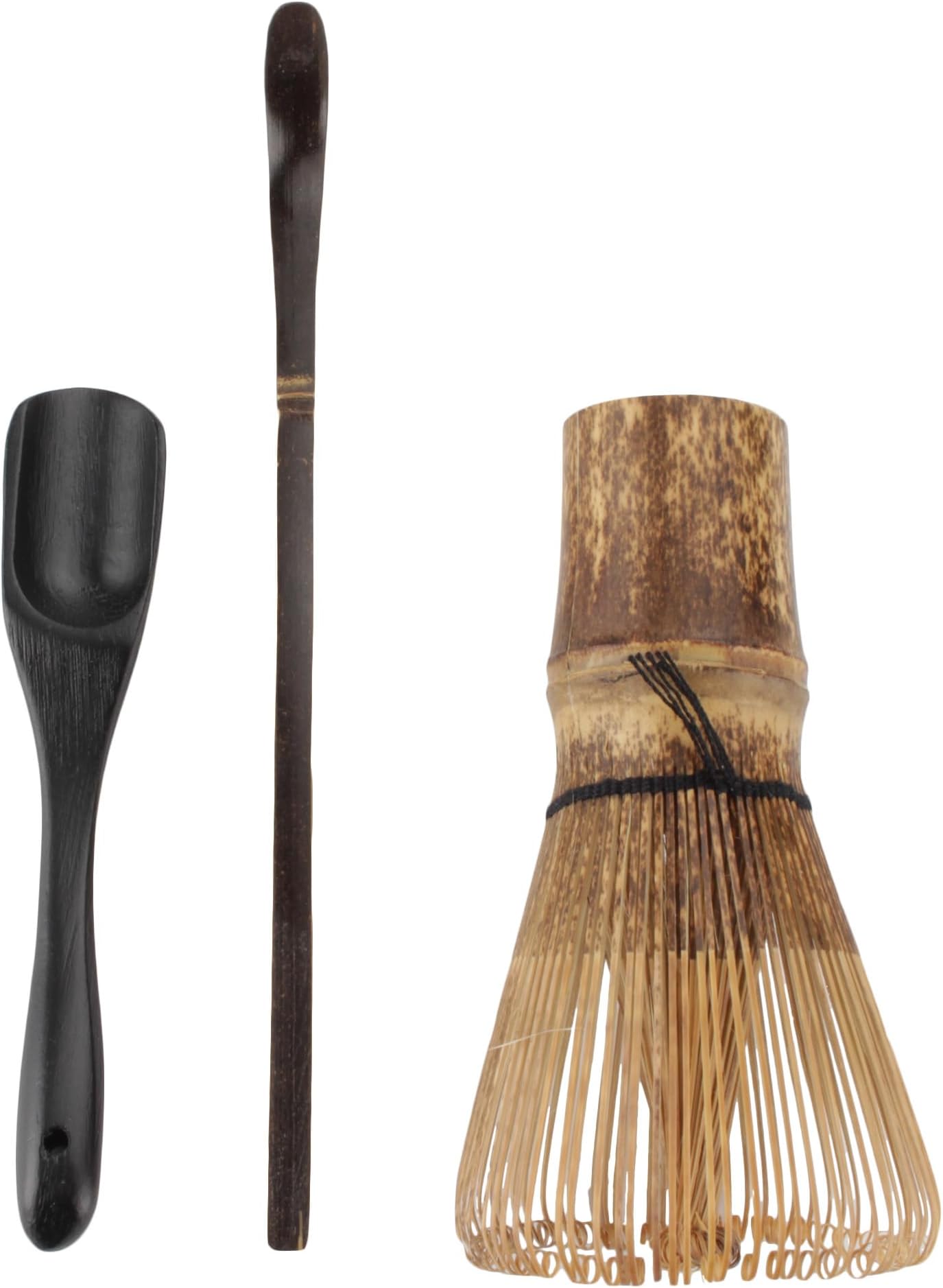 BambooMN Black Matcha Whisk Set - Chasen, Chashaku, Deep Scoop