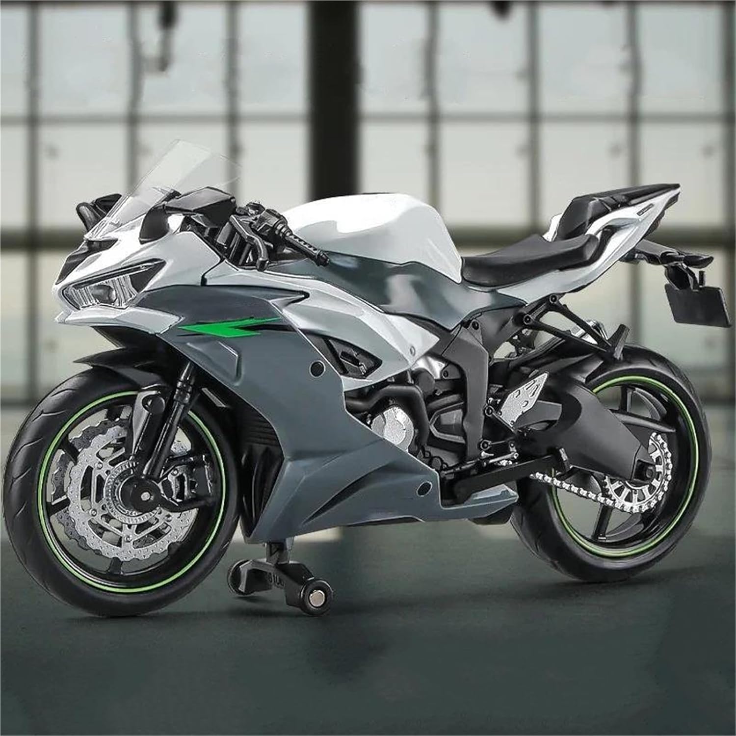 Collection 1/12 Motorcycle Model Diecasts Portable Racing Finger Motobike Simulation Collection Toys for for Ninja ZX-6R(Gray)