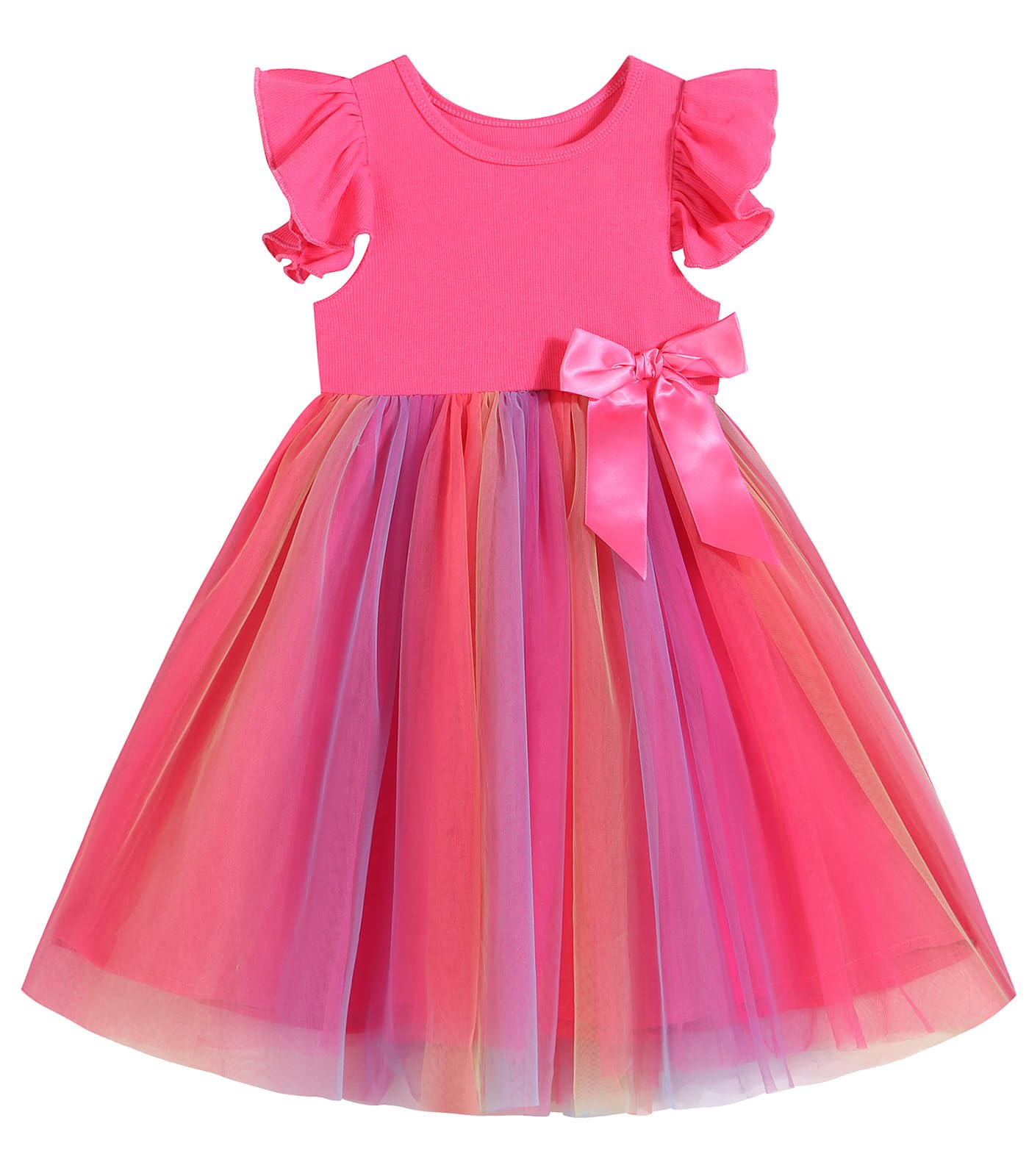 Ugitopi Mädchen Spitze Langes Kleid Kinder Tüll Party Prinze