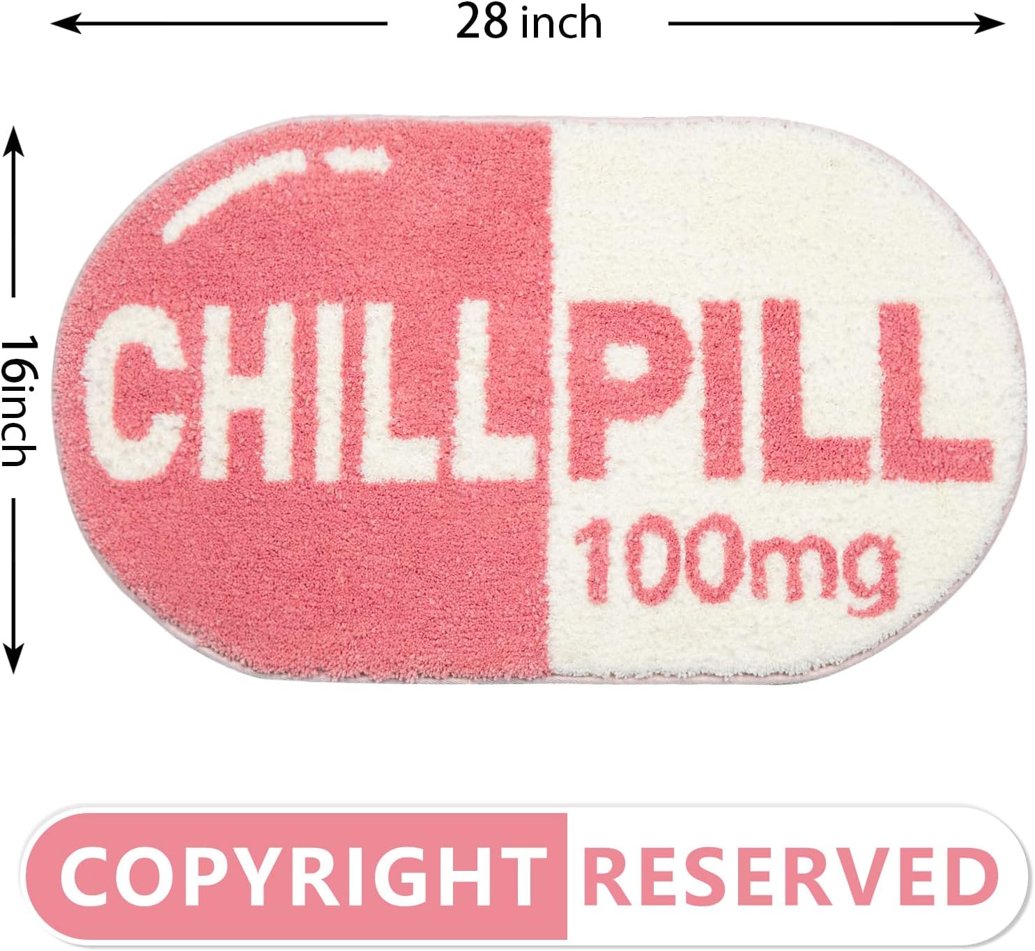 RORA Bathroom Rugs Funny Cute Chill Pill Bath Mat Small Pink Bath Mat Bathroom Decor Aesthetic Bath Rugs Non Slip Washable Water Absorbent