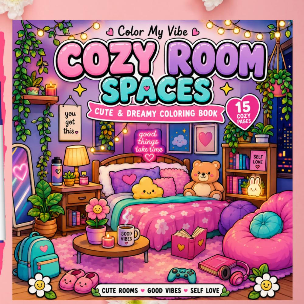 Cozy Room Space Cute & Dreamy Coloring Book (Cozy Coloring Books ~ Therapy Coloring)