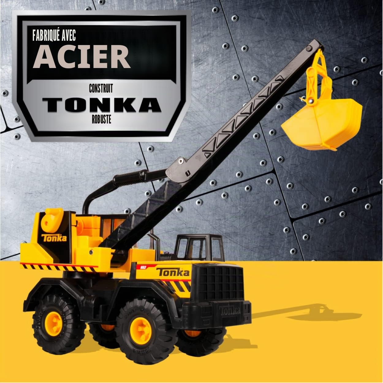 Steel Classics Super Grue, Tonka, Jouets de construction pour filles et garçons, Jouets de véhicules pour le jeu créatif, jaune-noir, pour les enfants à partir de 3 ans