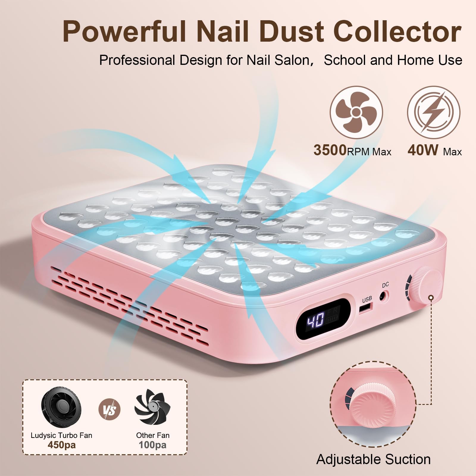 Colector De Polvo De Uñas, Potente Ventilador De Vacío Para Salón De Uñas