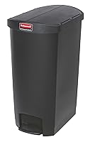 Vista 12 de Rubbermaid Commercial Products - Bote de basura Streamline Slim con pedal Papelera de plástico, 13 galones (50 litros), color negro, con tapa