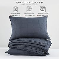 Vista 52 de HORIMOTE HOME Juego de edredón 100% algodón tamaño individual, juego de colcha prelavada de 2 piezas, color azul bebé, funda de cama acogedora