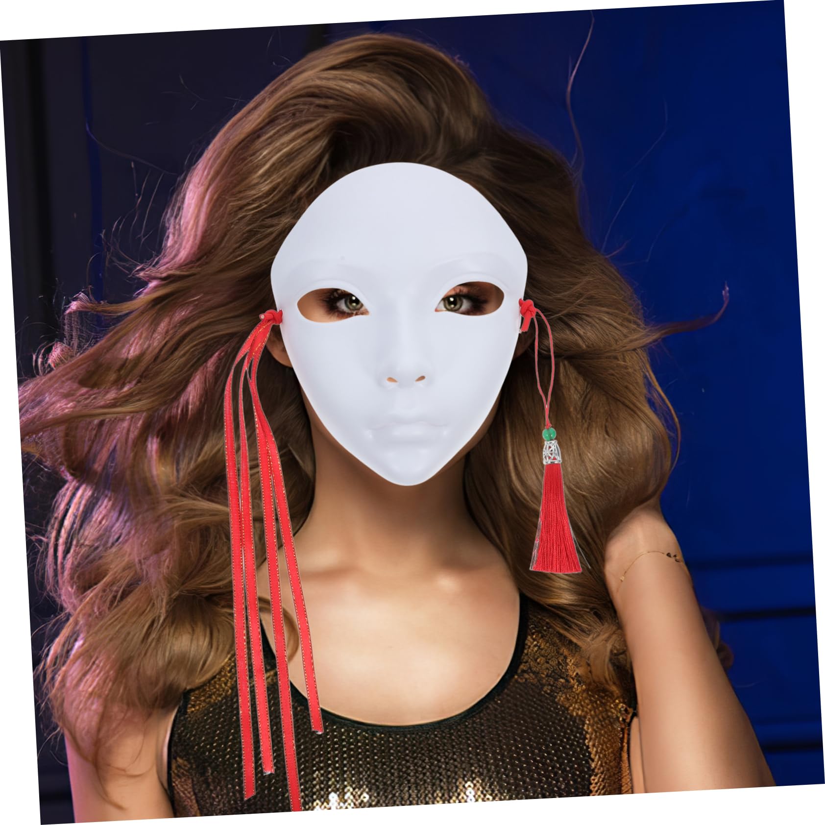 TOYANDONA Maschera in stile cinese mezza maschera bianca vuota per la festa di cosplay da colorare maschere da decorare maschere fatte a mano per adulti pp