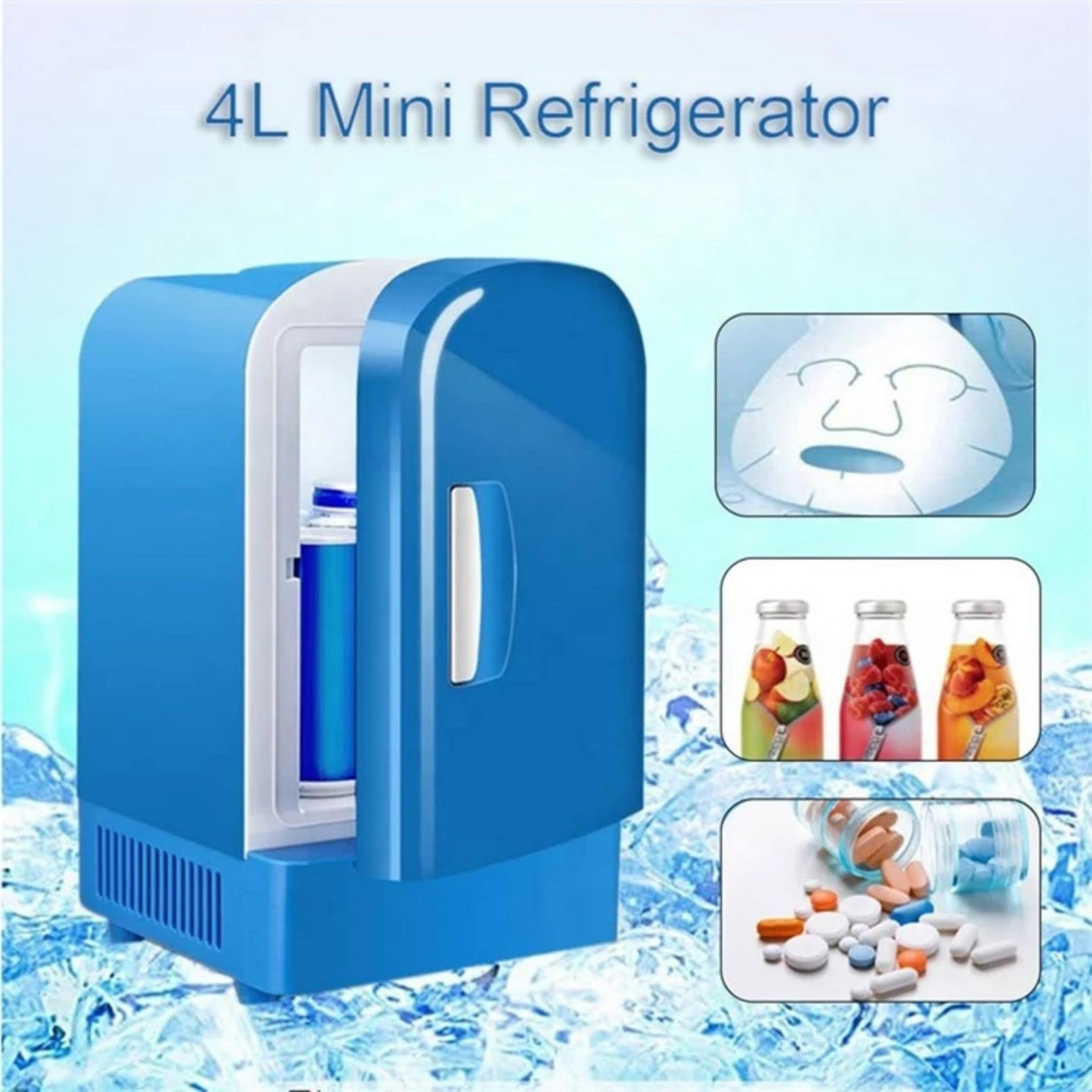 FAXIOAWA Réfrigérateur de Maquillage Portable, Mini réfrigérateur 4 L Refroidisseur de Voiture 30-40 W DC 12 V AC 220-240 V Mode Chaud et Froid Stockage cosmétique RV Voyage Camping Cadeau (12 V)