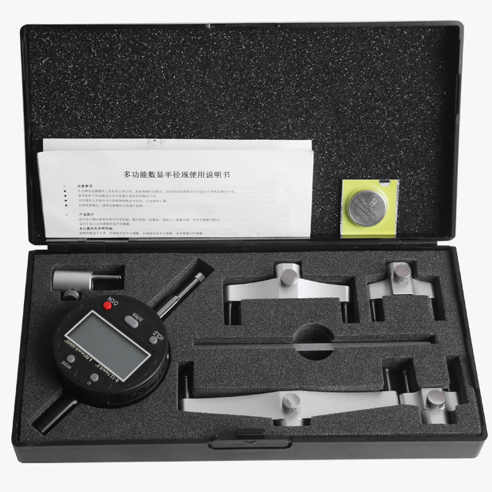 Digitales Radiusmessgerät, hochpräzise, elektronisches Messwerkzeug mit 5 austauschbaren Backen, misst Radius 5–700 mm, linear 0–12,7 mm