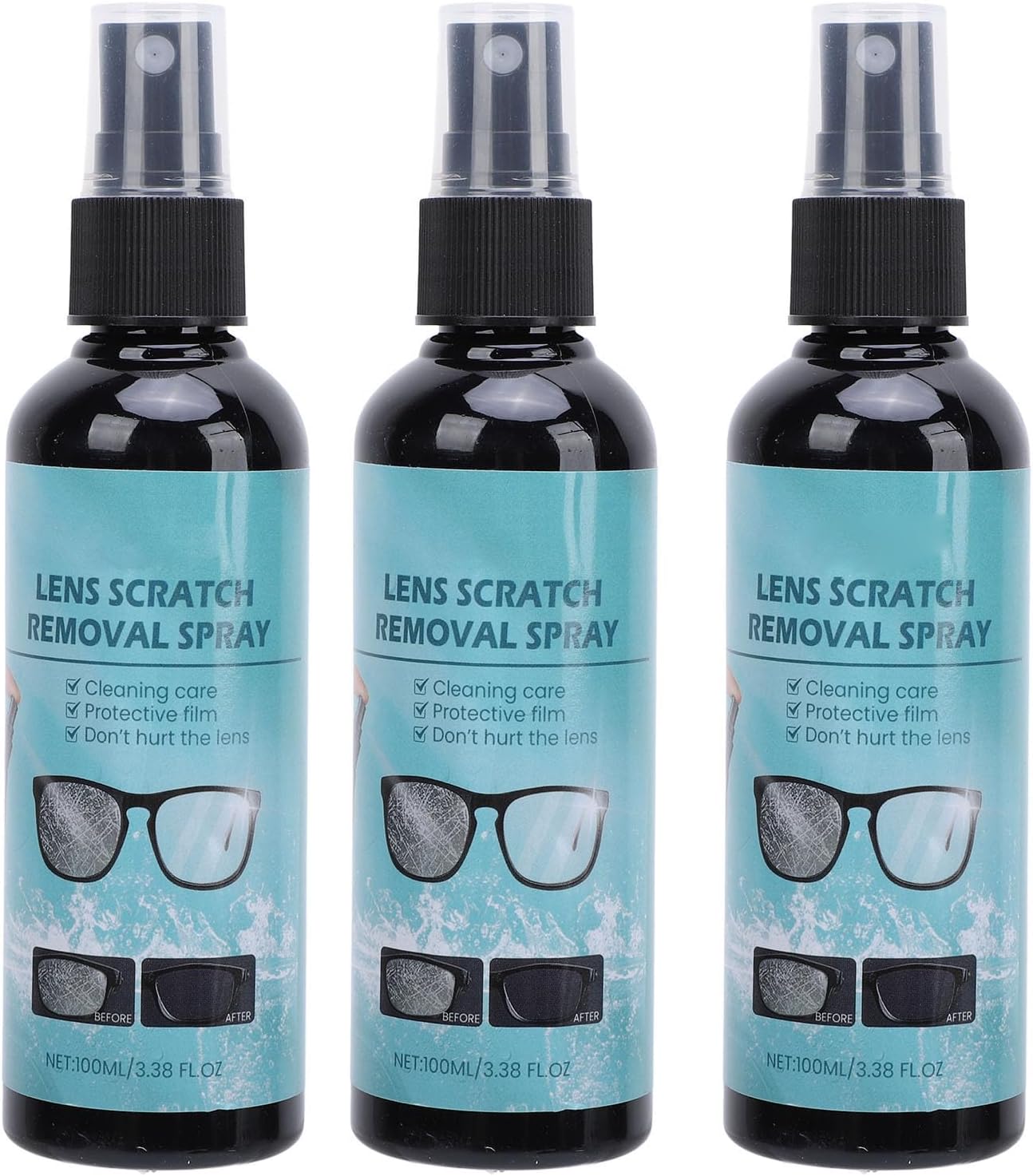 Glass Scratch Remover, 3Pcs Eye Glasses Cleaner, 100ml Lens Scratch Remover Repair and Restore Scratched Quick and Safe Cleaning Also for Phones, Keyboards, Mice