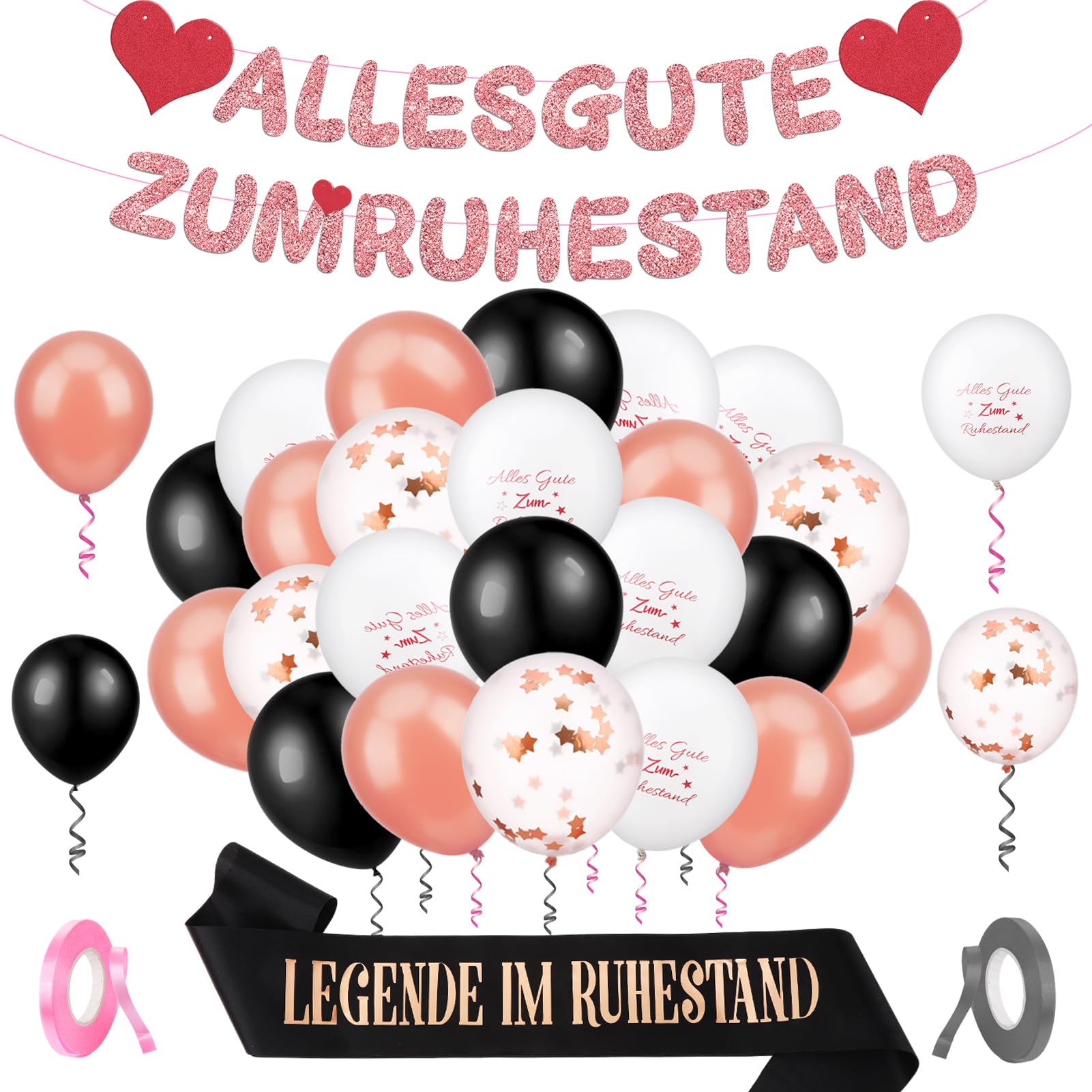 Rente-Deko-Set Mit Banner (180x40 Cm) & 12 Luftballons Auf Französisch - Perfekt Für Abschiedsfeiern & Ruhestandspartys