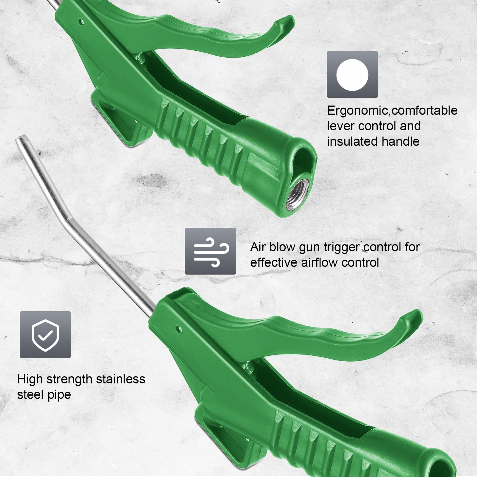 Honoson Lot de 8 outils de soufflage d'air pour pistolet à air - Accessoires de compresseur d'air pour mécaniciens domestiques industriels (vert)