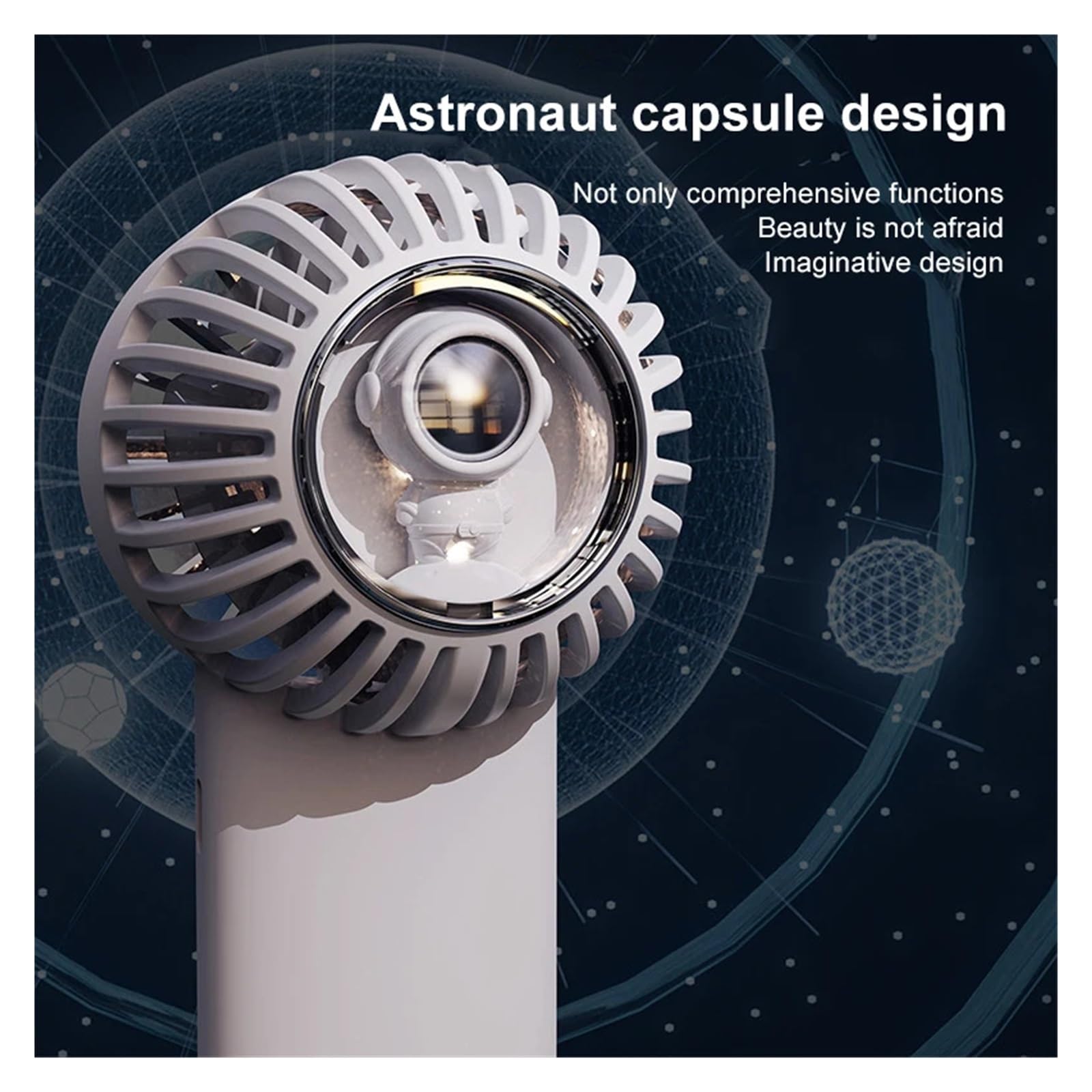 Stylowy, Ręczny, Pokryty Lodem, Półprzewodnikowy Wentylator Chłodzący Astronauta USB Ładujący Silny Wiatr Przenośny, Stacjonarny Zewnętrzny Chłodzenie Komfortowe Warunki