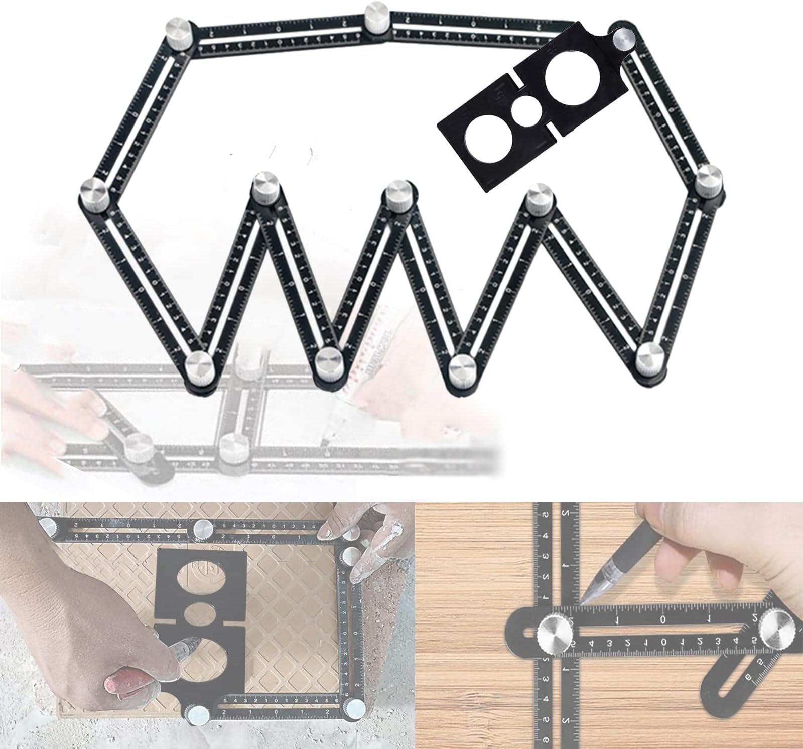 Multi-Angle Measuring Ruler - 12-Side Hole Positioning Aluminum Alloy Template Tool With Universal Drilling Locator