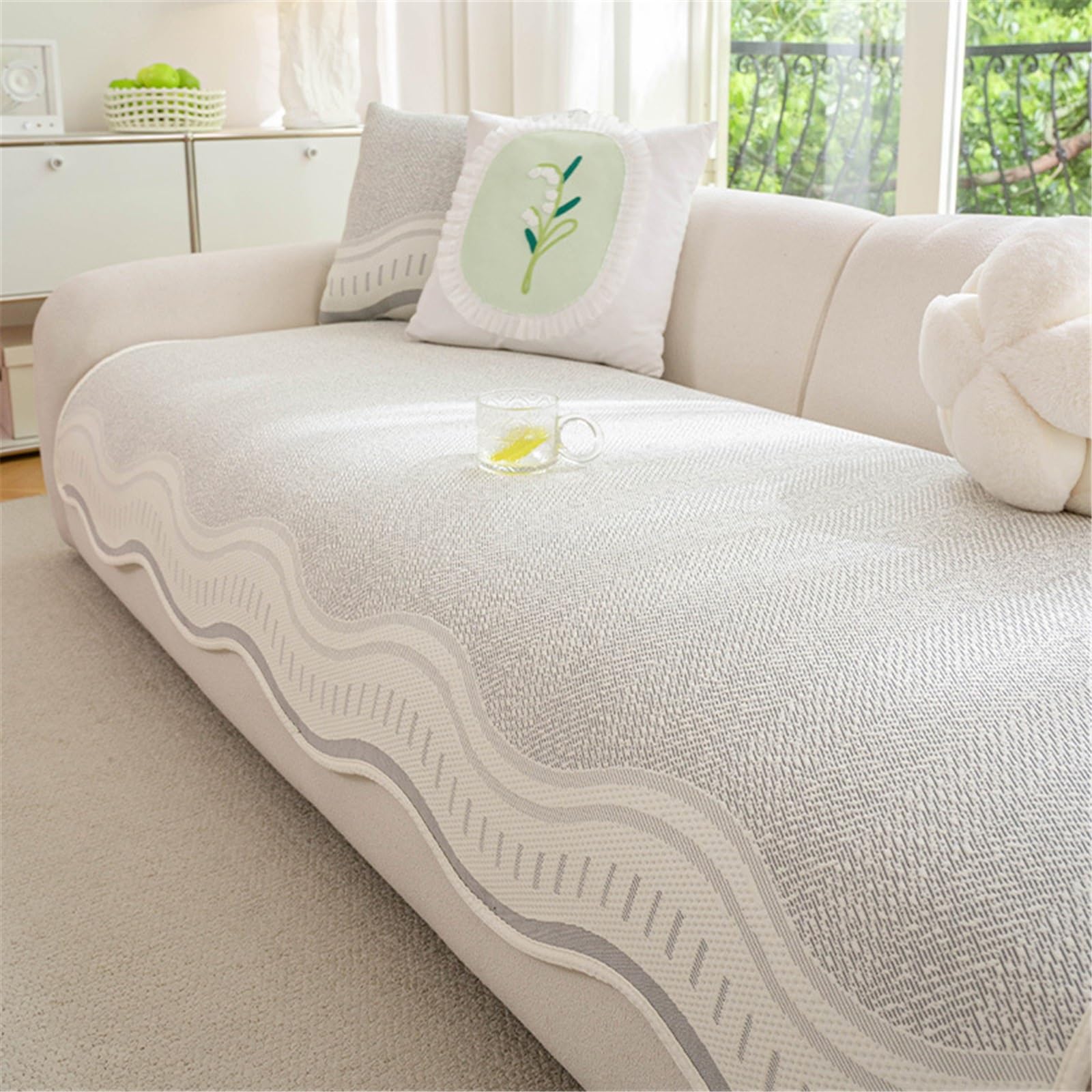 AWSQ23 Cooling Ice Silk Non-Slip Sofa Seat Mat(Grey,110 * 280cm)