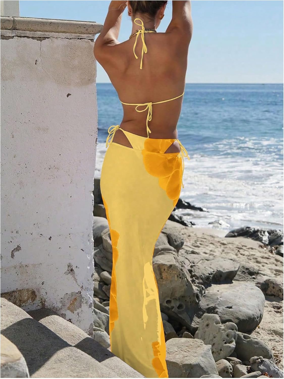 Verdusa Women's 3 Piece Swimsuits Floral Print Bikini Sets with Beach Cover Up Skirt - Image 2