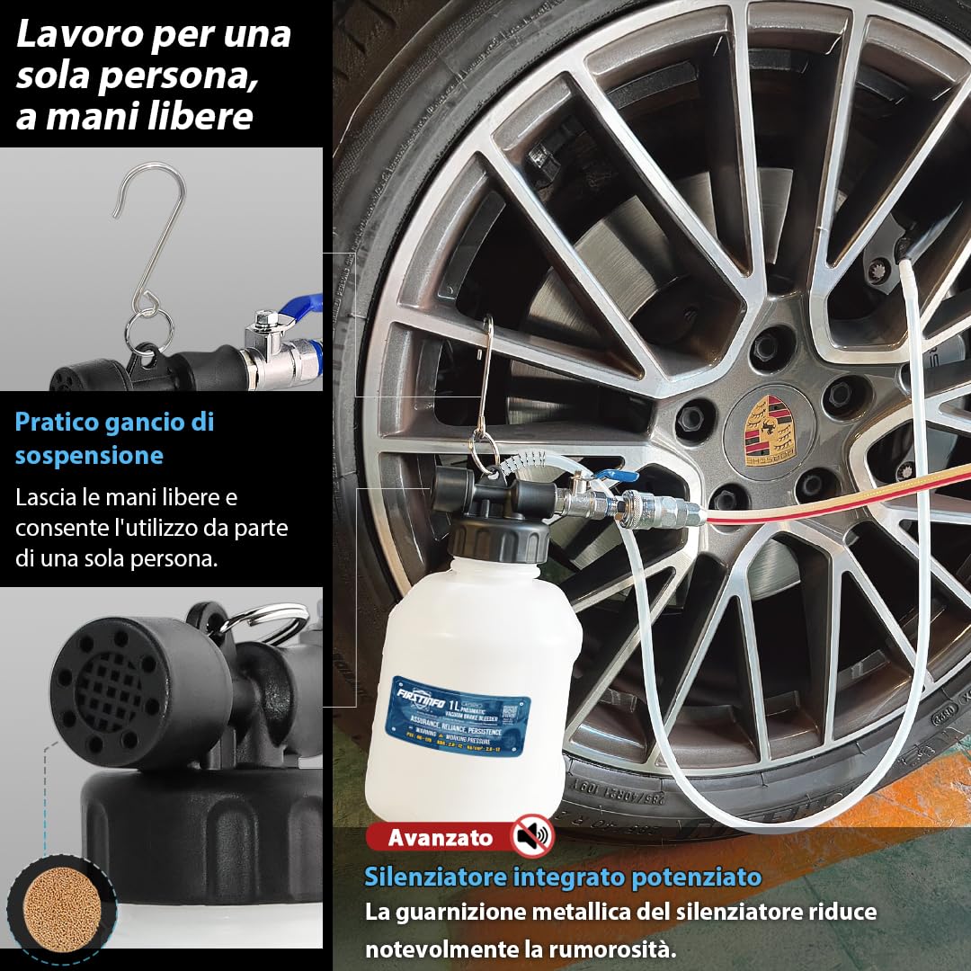 FIRSTINFO A11573EU | 1L | Spurgo dei Freni ad Aria | Estrattore del Liquido dei Freni