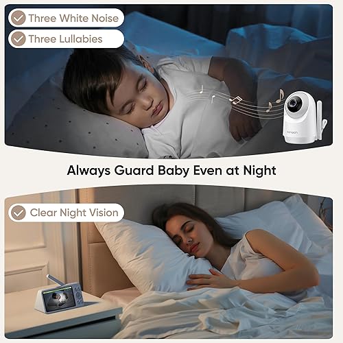 Miniatura 8 de bonoch Unidad de cámara de bebé adicional para BBM14/BBM16 solamente, cámara de monitor de bebé de video HD 1440p sin WiFi, pantalla dividida,