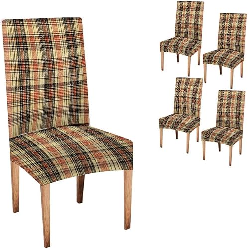Miniatura 38 de TOMWISH Fundas para Sillas De Comedor 6, Fundas para sillas de comedor, pintura de arte abstracto, funda extraíble elástica de elastano para silla