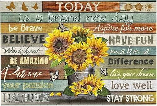 Rompecabezas inspirador de girasol plantas flores rompecabezas motivacional para adultos y adolescentes divertido juego familiar juguete