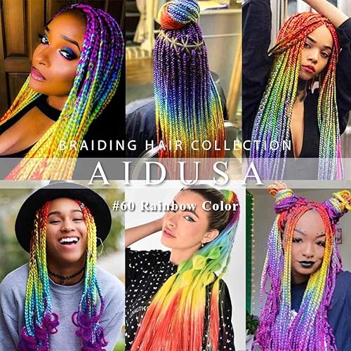 Miniatura 7 de Extensiones de trenzas gigantes de cabello sintético de colores degradados, 5 piezas de 24 pulgadas 2 tonos, trenzas estilo Senegal, tejido crochet