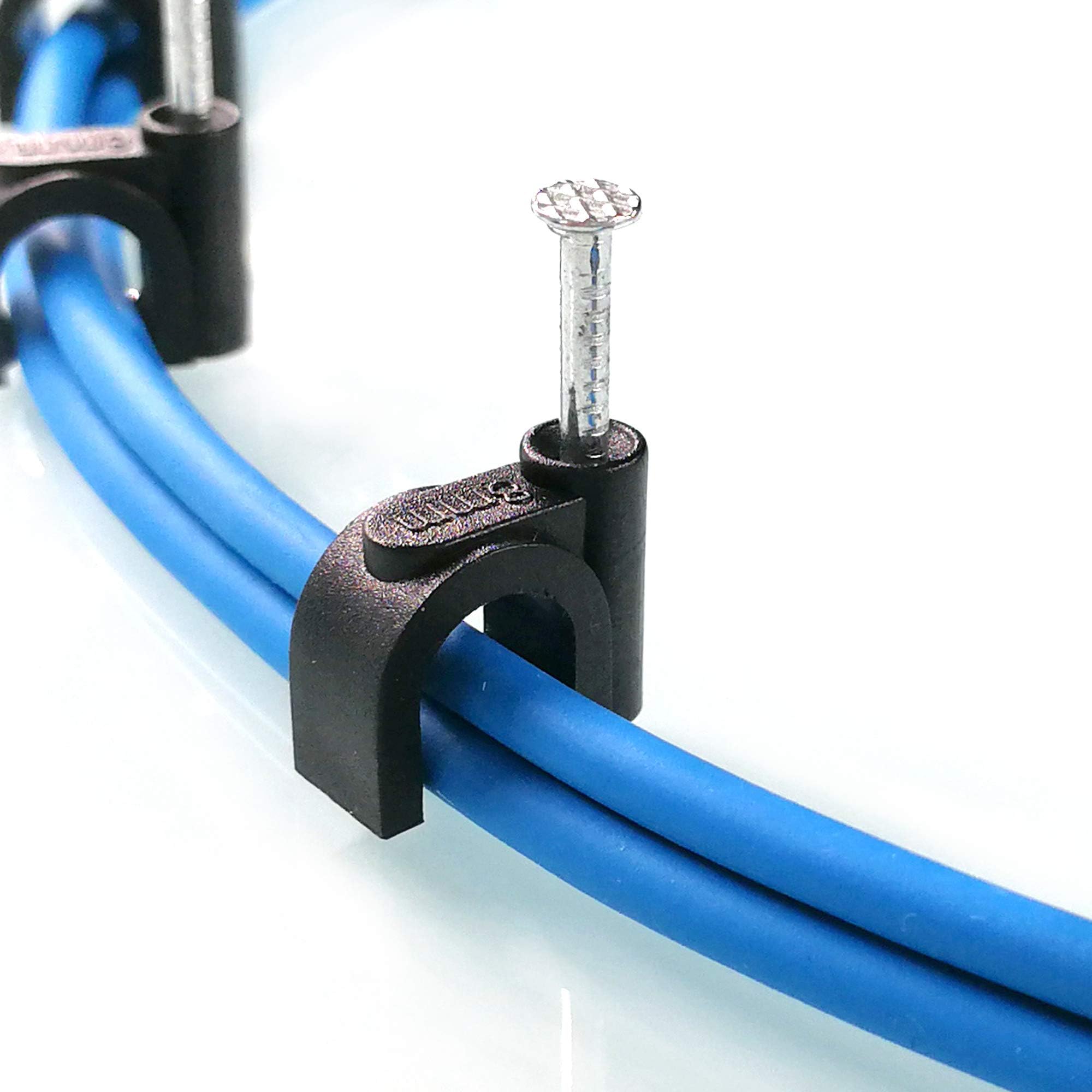 200 Pack Nail In Cable Clips Ethernet Cable Nails Tacks Clips 8mm for Electrical, Ethernet, Dish Wire, Coax Cable, RG6, RG59, CAT6, RJ45 Cable,Black